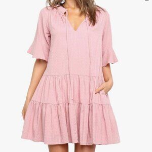 Pink tiered hem shift dress